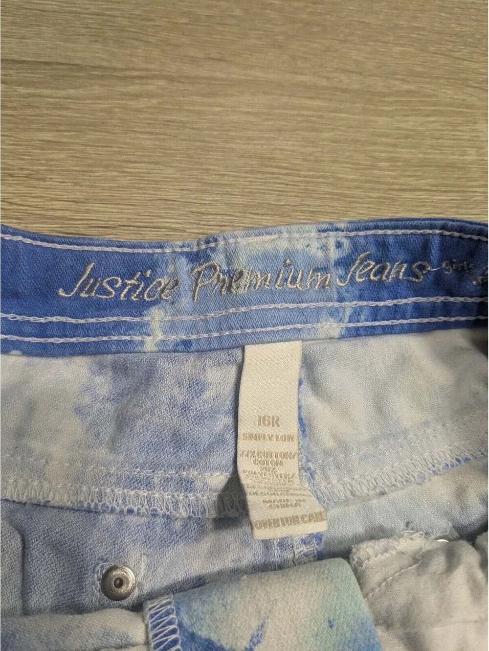 Justice Premium Jeans Girls' Denim Shorts Size 16R Tie-Dye Pattern